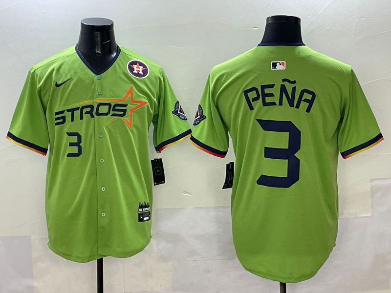 Men Houston Astros #3 Pena Green three generations Joint Name 2025 Nike MLB Jersey style 7->houston astros->MLB Jersey